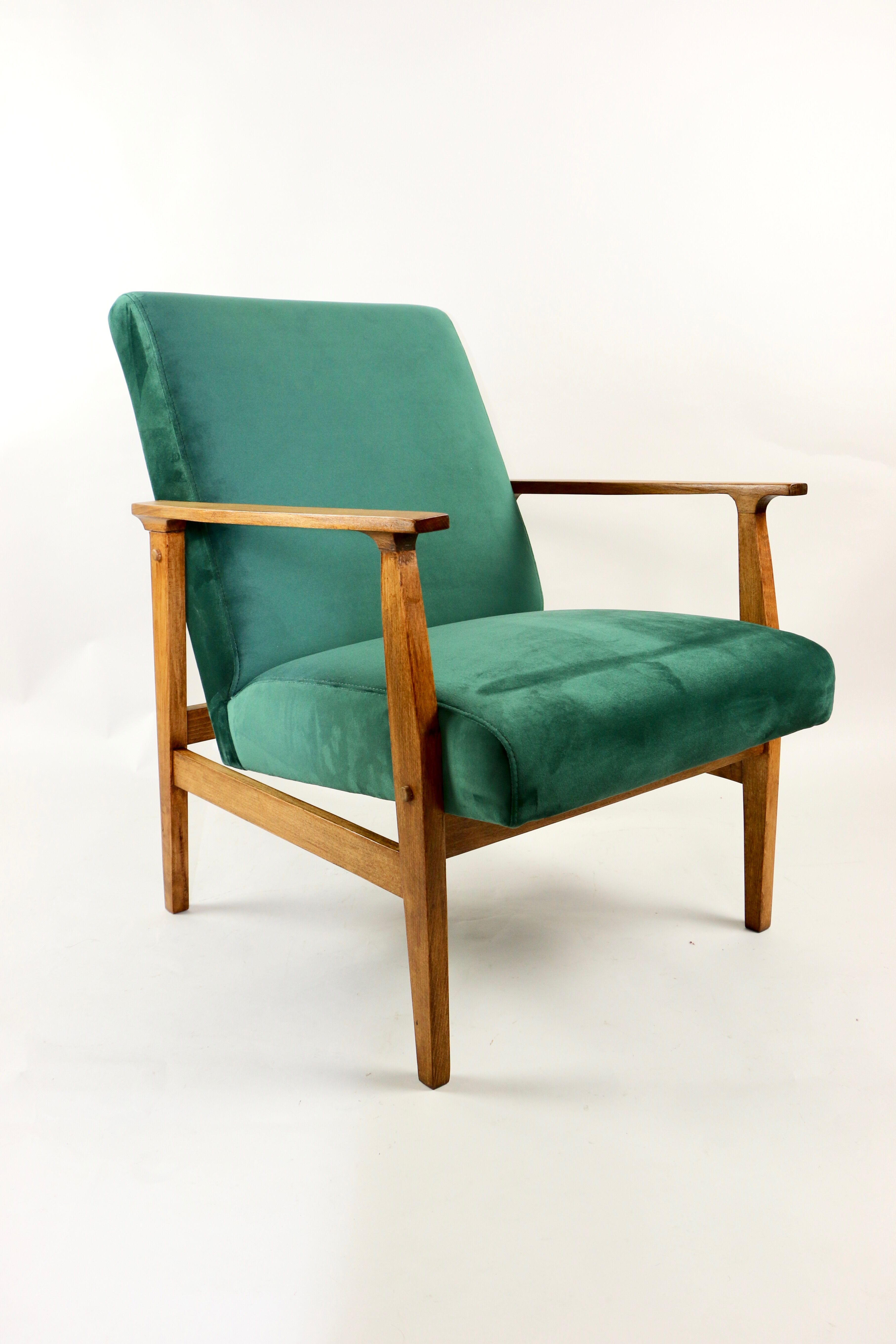 Fauteuil en velours vert vintage, 1970