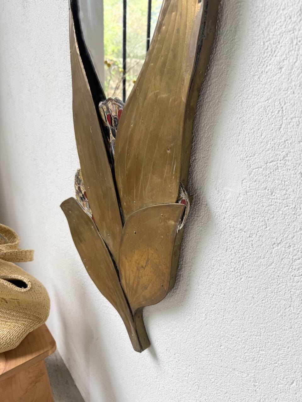 Brass flower oval mirror 1960