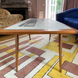 Coffee table by Berthold Muller in solid wood and ceramic