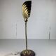 Midcentury brass gooseneck clam shell desk lamp