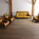 Percival Lafer MP-81 lounge chair in yellow leather, Brazil 1970s