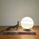 Art deco lamp bird and glass globe