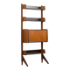 Scandinavian free standing vertical bookcase with a secrtetaire or home office wall unit model Ergo,