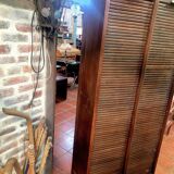 Old double curtained oak filing cabinet, 196×87cms H
