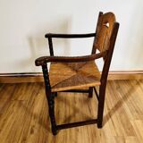 Wood and straw armchair