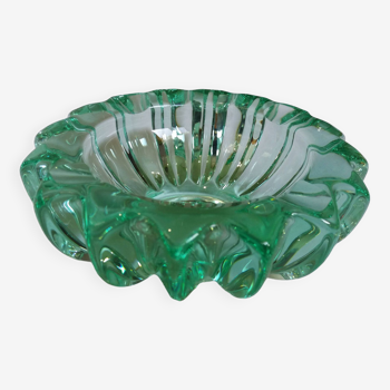 Pierre D'avesn green crystal ashtray, Art Deco
