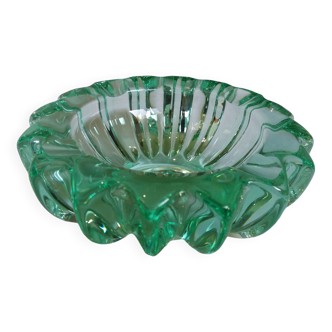 Pierre D'avesn green crystal ashtray, Art Deco