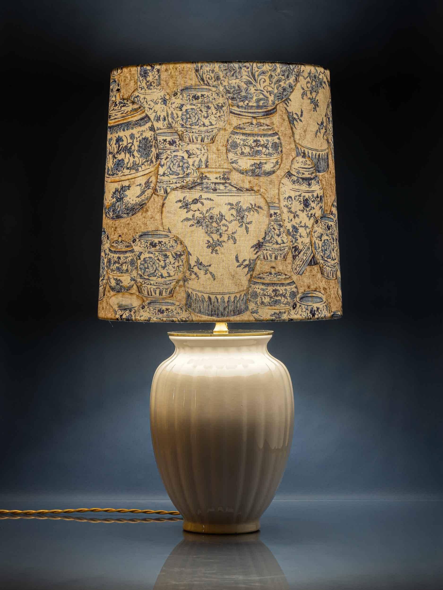 Blue and white ceramic table lamp, vintage Dutch Delftware.