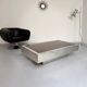 Italian coffee table in chromed metal and vintage brown glass top 70s