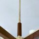 Grande suspension scandinave, teck, laiton et verre