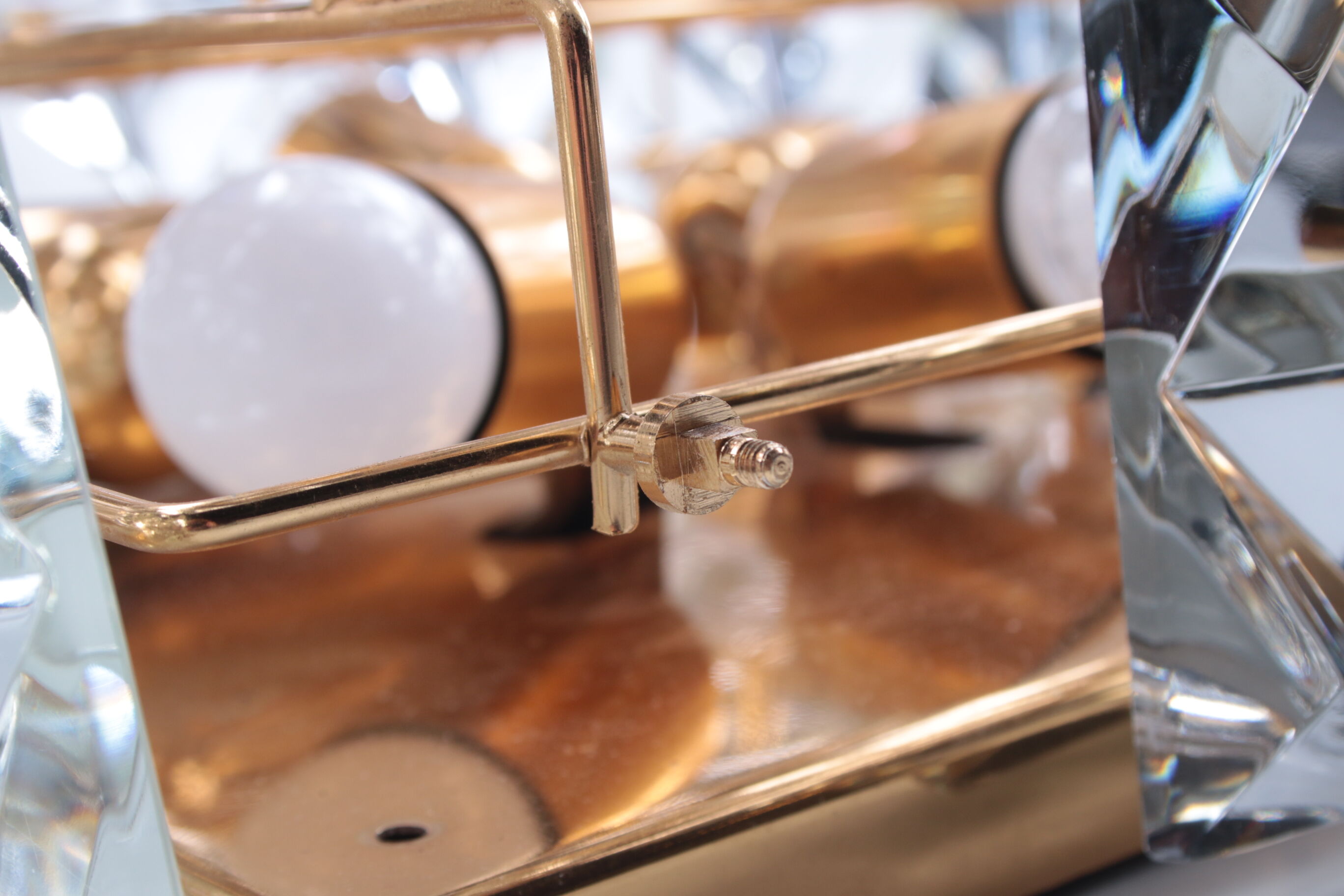 Large gold-plated & crystal glass flush mount light from kinkeldey, 1970s