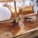 Large gold-plated & crystal glass flush mount light from kinkeldey, 1970s