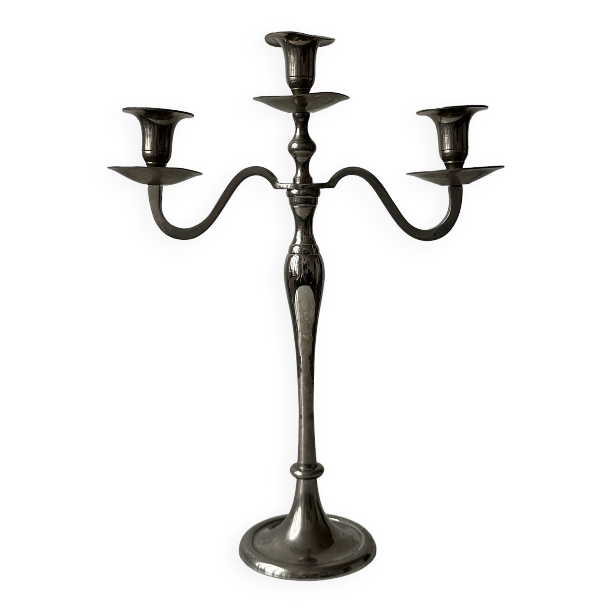 3-light candlestick in silver metal