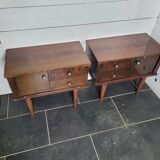 Pair of vintage 70s walnut bedside tables