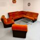 Canapé d angle vintage modulable orange design années 70 pop 
