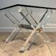 Pair of Plexiglass and Chrome Side Tables with X-shaped Legs, Work