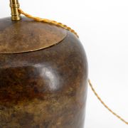 Art Deco modernist lamp in patinated brass, circa 1930.