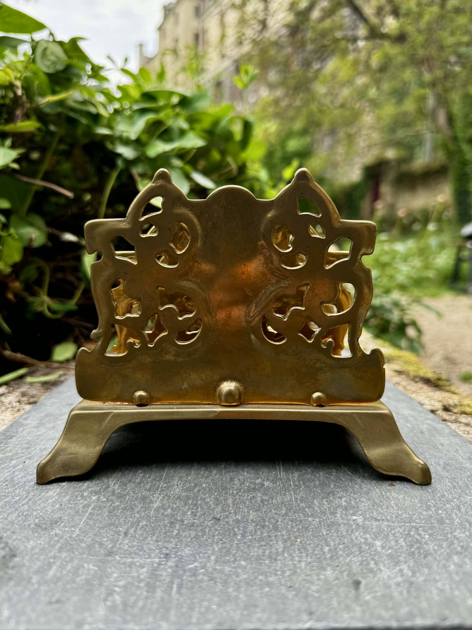 Brass magazine and letter holder in Louis XV baroque style.