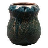 Petit vase en grès flammé aux nuances de bleu et d'orange