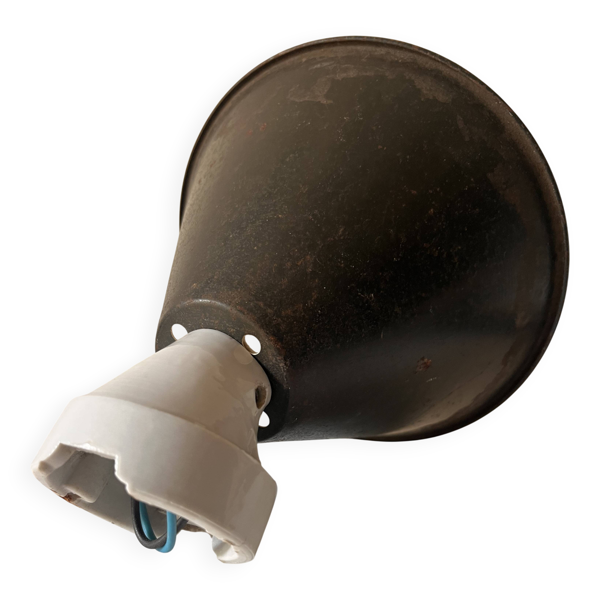 Conical wall light on porcelain base