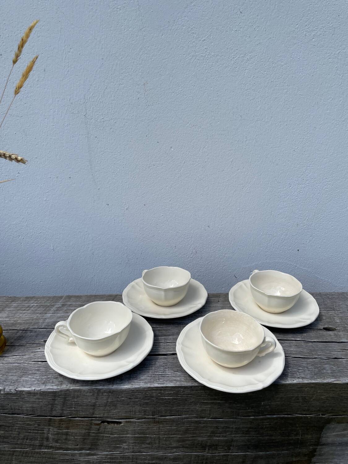 4 tasses beige Sarreguemines unies