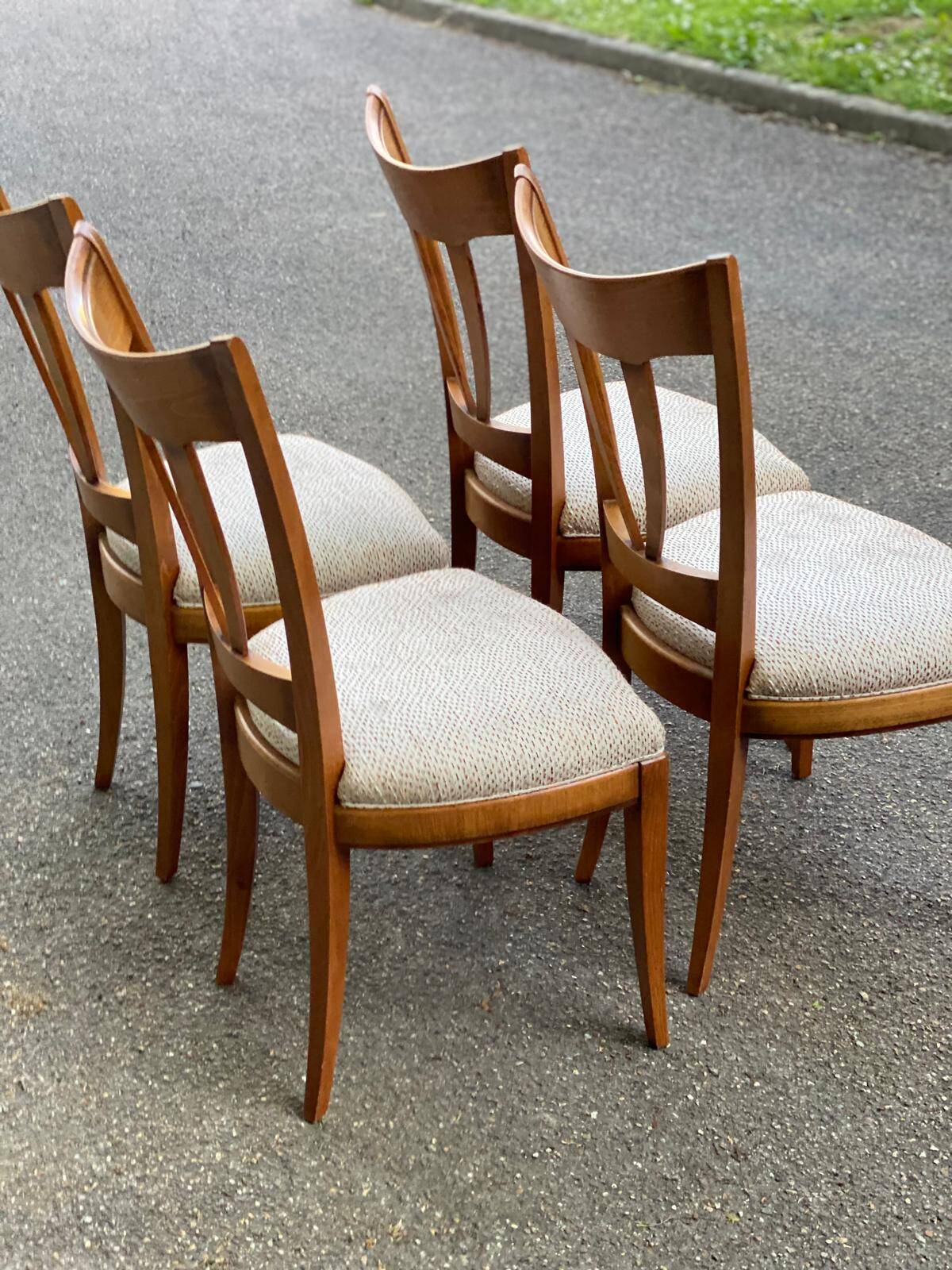 4 solid wood and fabric dining room chairs