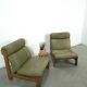Fauteuil en cuir vert et bois de chêne