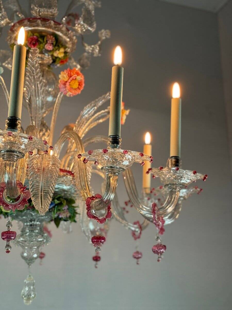 Two Tier Multicolor Murano Glass Venetian Chandelier