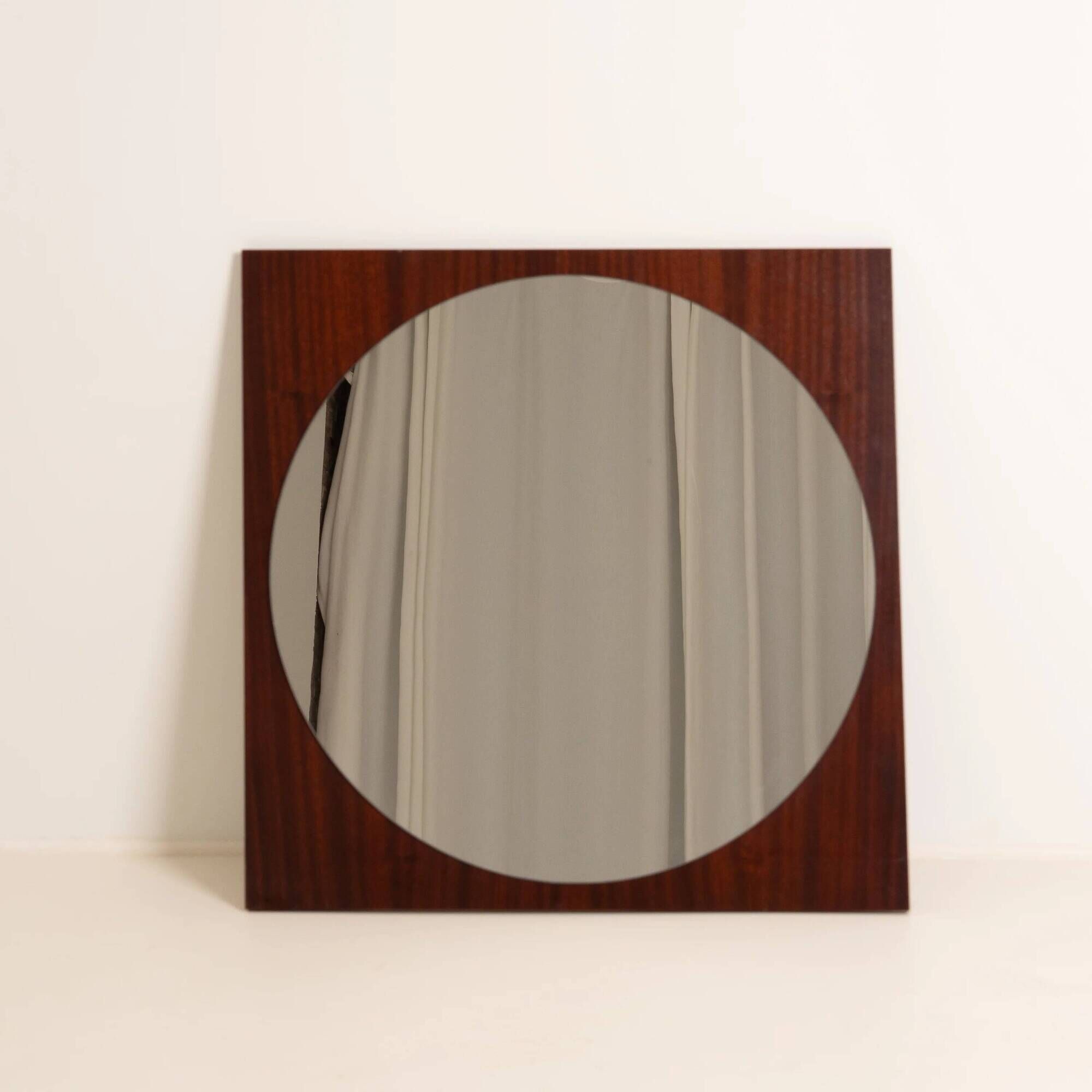 Rosewood Veneer Geometric Mirror