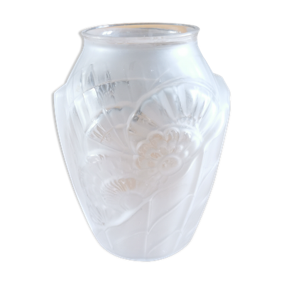 Vase art déco blanc verre dépoli et translucide