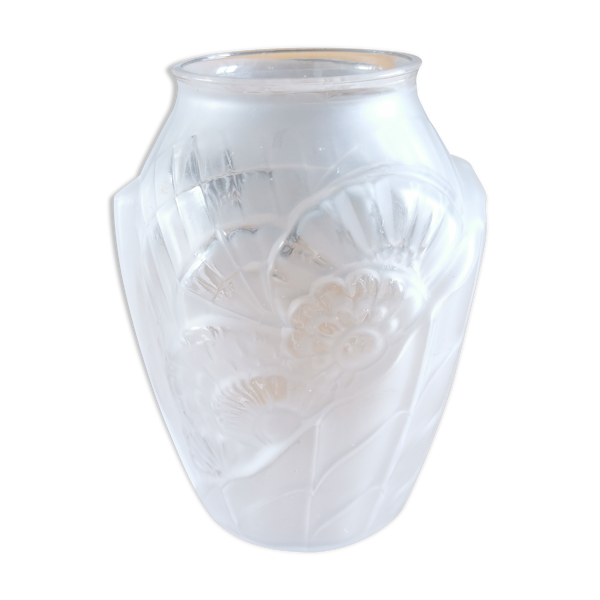Vase art déco blanc verre dépoli et translucide — Beyit