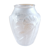 Small art deco vase white frosted glass and translucent