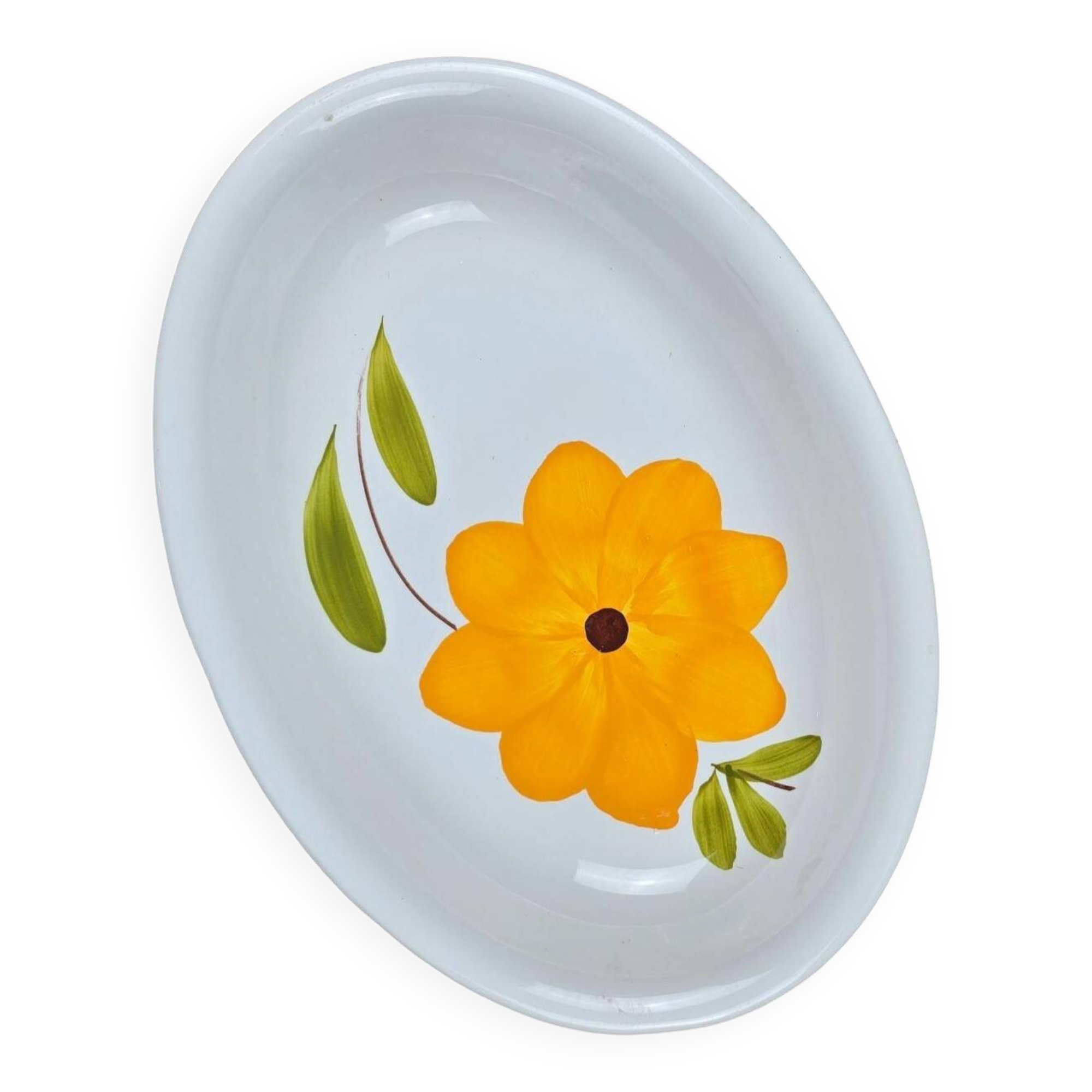 Vintage oval dish Made in Italy, hand-painted floral decoration