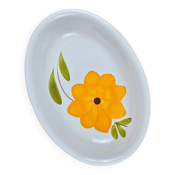 Plat ovale vintage Made in Italy, décor floral peint main