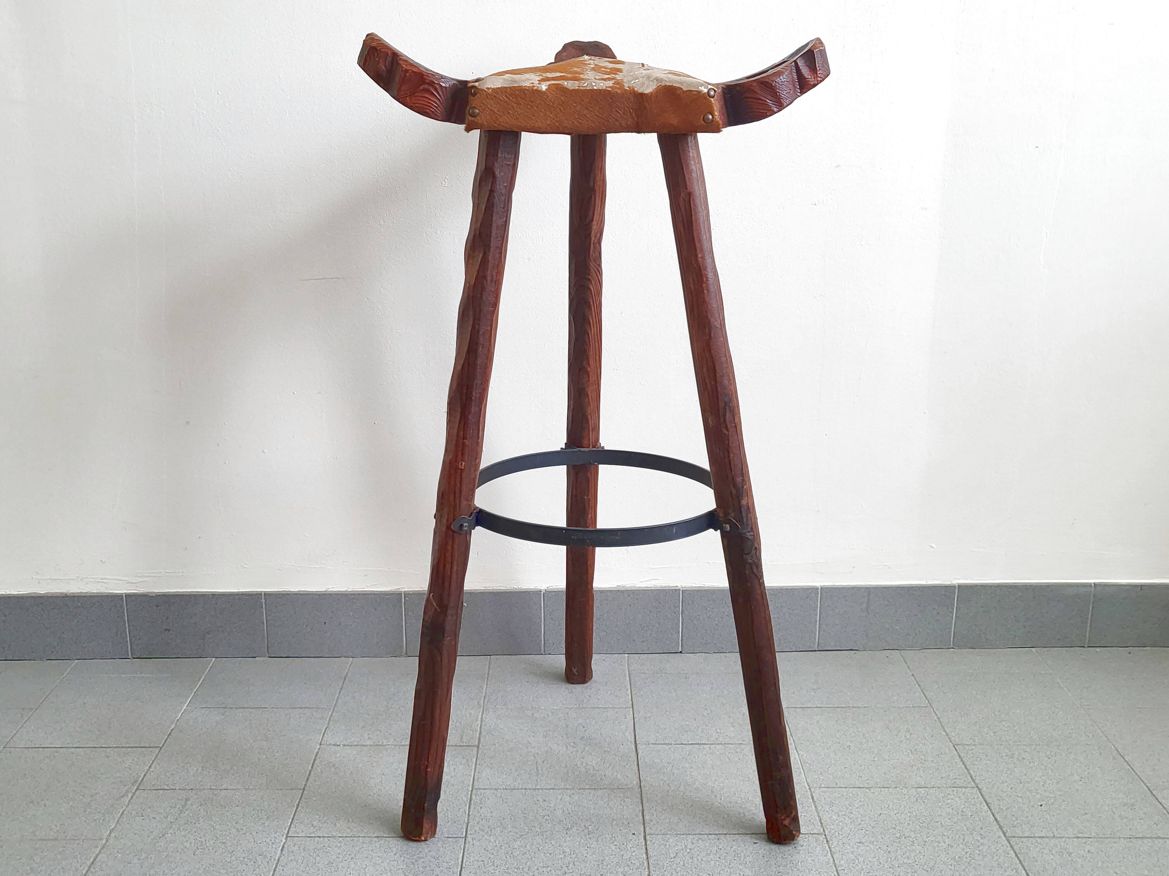 Vintage Spanish brutalist bar stool 1970s