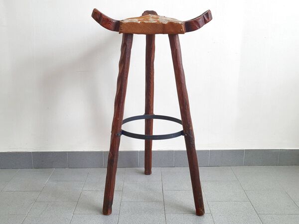 Tabouret de bar vintage brutaliste espagnol 1970