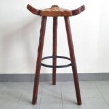 Vintage Spanish brutalist bar stool 1970s