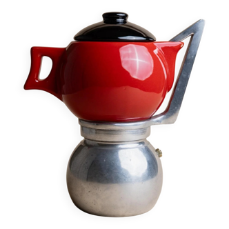 Vintage Red Ceramic Moka Maker by Caffe Cellana, Italy – 1980s Pop Art Design, For Multiple Coffees