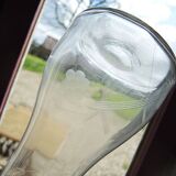 2 Antique Engraved Glass Wine Decanters with Grape Decor