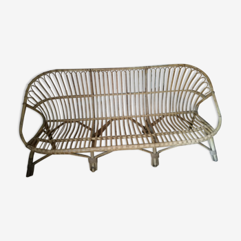 2/3-seat bench in vintage rattan