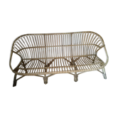 2/3-seat bench in vintage rattan