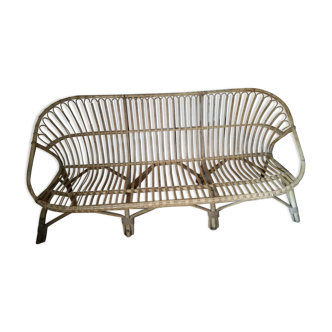 Banquette 2/3 places en rotin vintage