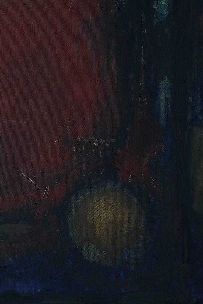 Eke Bjérén, Röd Aften, Huile sur toile, 1962, Encadrée
