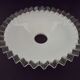 French frilled glass pendant shade, white opaline glass with a clear scalloped edge.