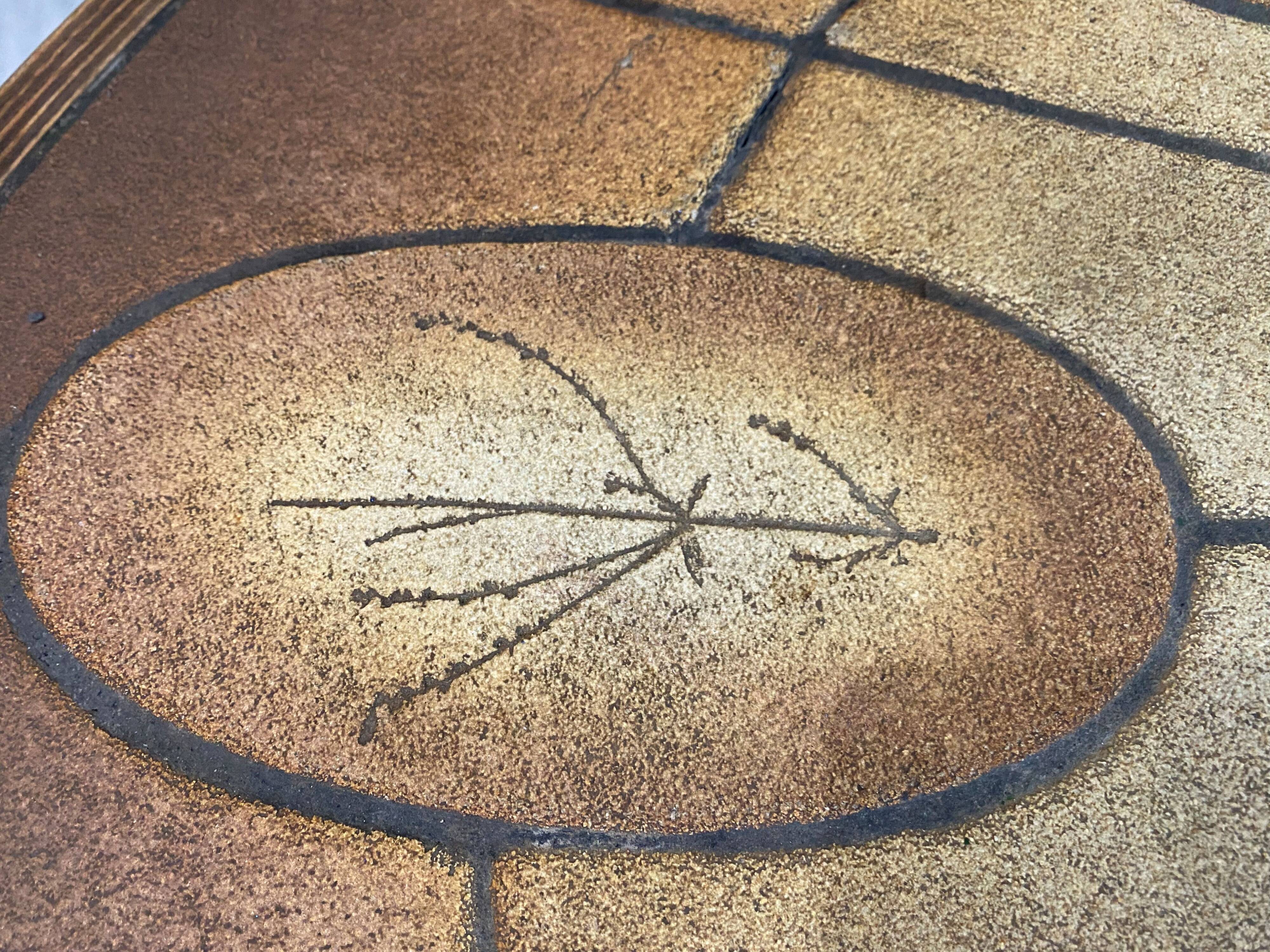 Round oval ceramic coffee table by Barrois Vallauris, 1960, herbarium model