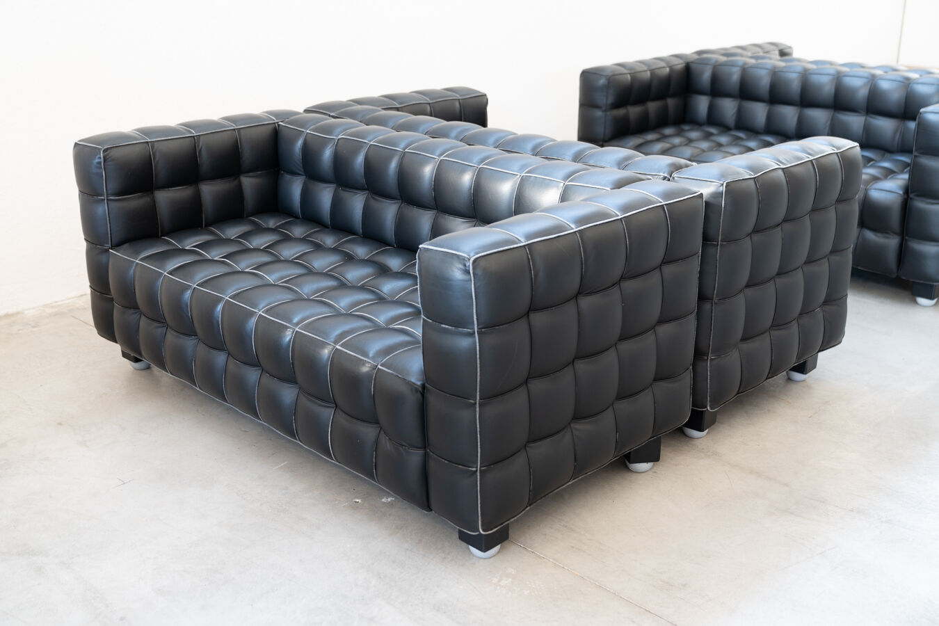 Kubus Sofas, Two Places by Josef Hoffmann for Wittmann, 1980s, Set of 4