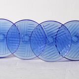 Set of 6 Vintage Blue-Footed Glasses /Rare Tall Tumblers / Zwiesel Glas / G