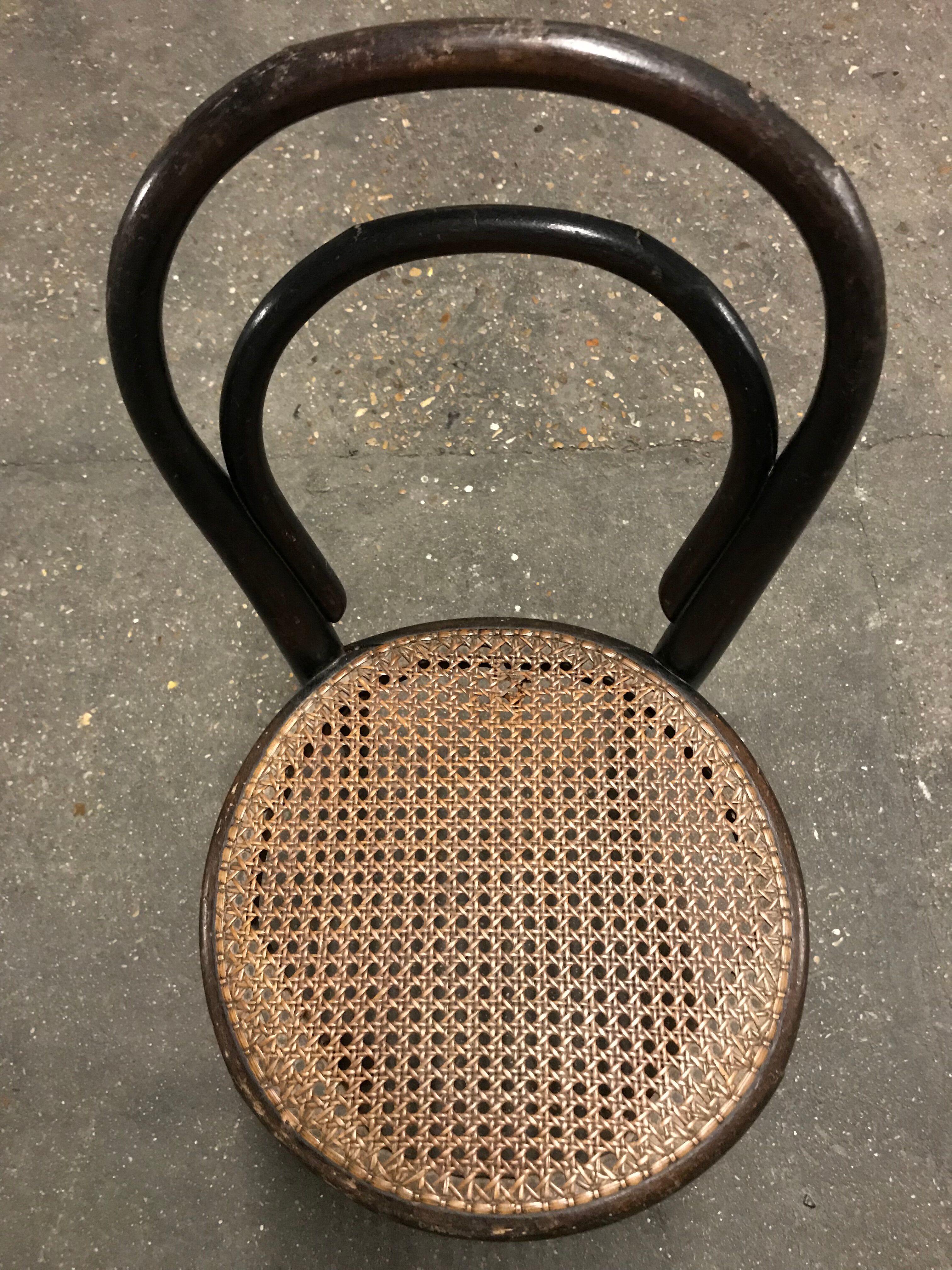 Tuna kid's chair and vintage black wood caning