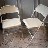 Duo de chaises pliantes en acier années 1980