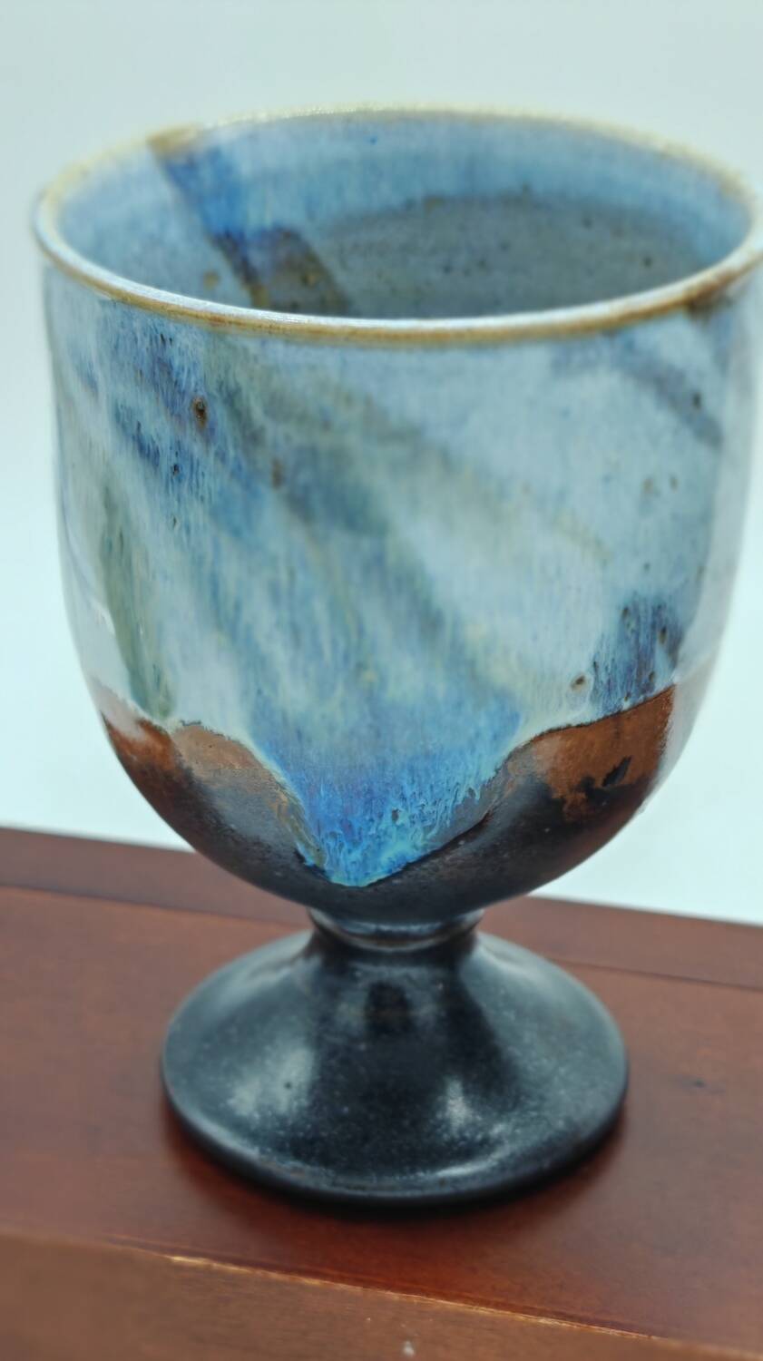 Pair of enameled stoneware mazagrans by Jean Claude Séris